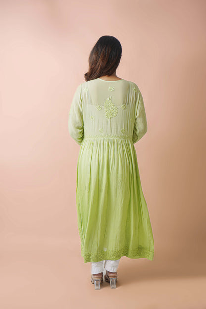 Premium Viscose Chikankari Embroidered Gown – Elegant & Beautiful