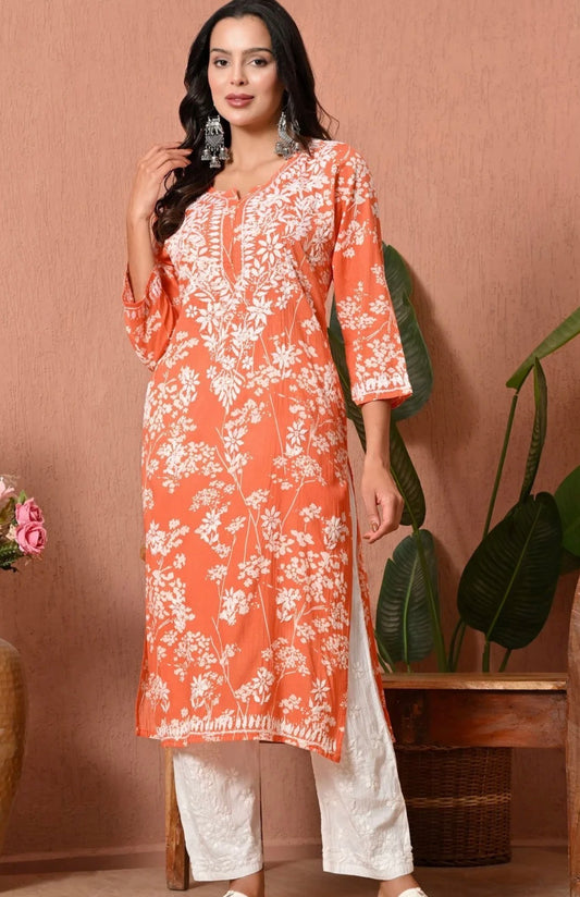 Mul Cotton Chikankari Kurta for Women | Soft Hand Embroidered Summer Wear