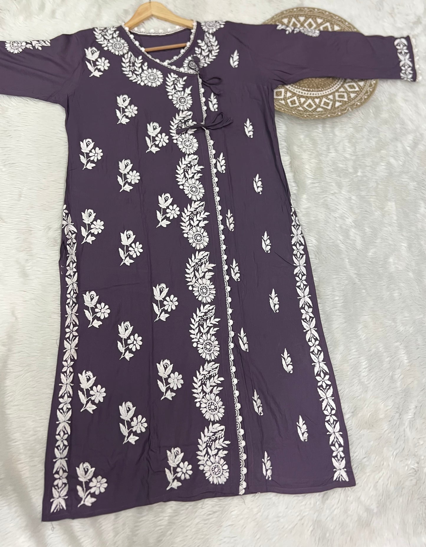 Chikankari Angrakha Kurtis in Soft Rayon | Summer Kurta
