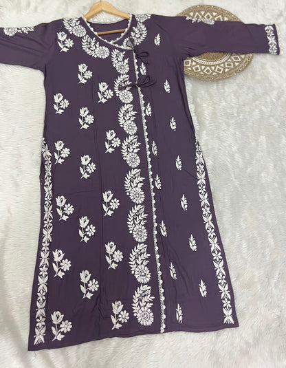 Chikankari Angrakha Kurtis in Soft Rayon | Summer Kurta