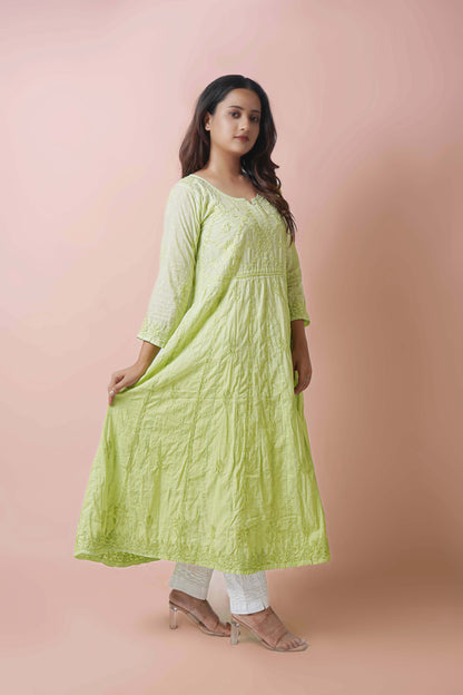 Premium Dobby Cotton Ombre Anarkali Kurti – Elegant Flared Ethnic Wear