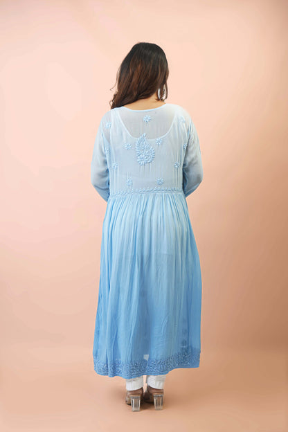 Premium Viscose Chikankari Embroidered Gown – Elegant & Beautiful