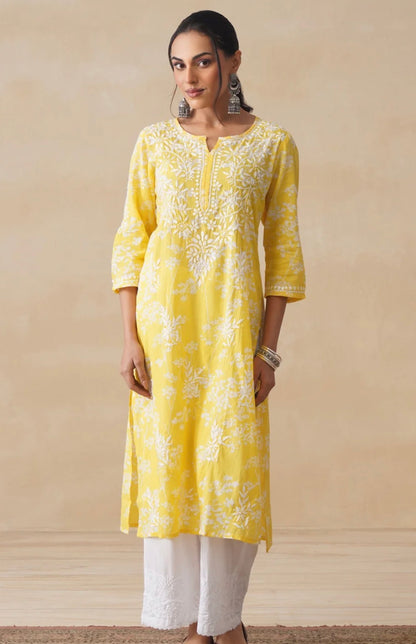 Mul Cotton Chikankari Kurta for Women | Soft Hand Embroidered Summer Wear