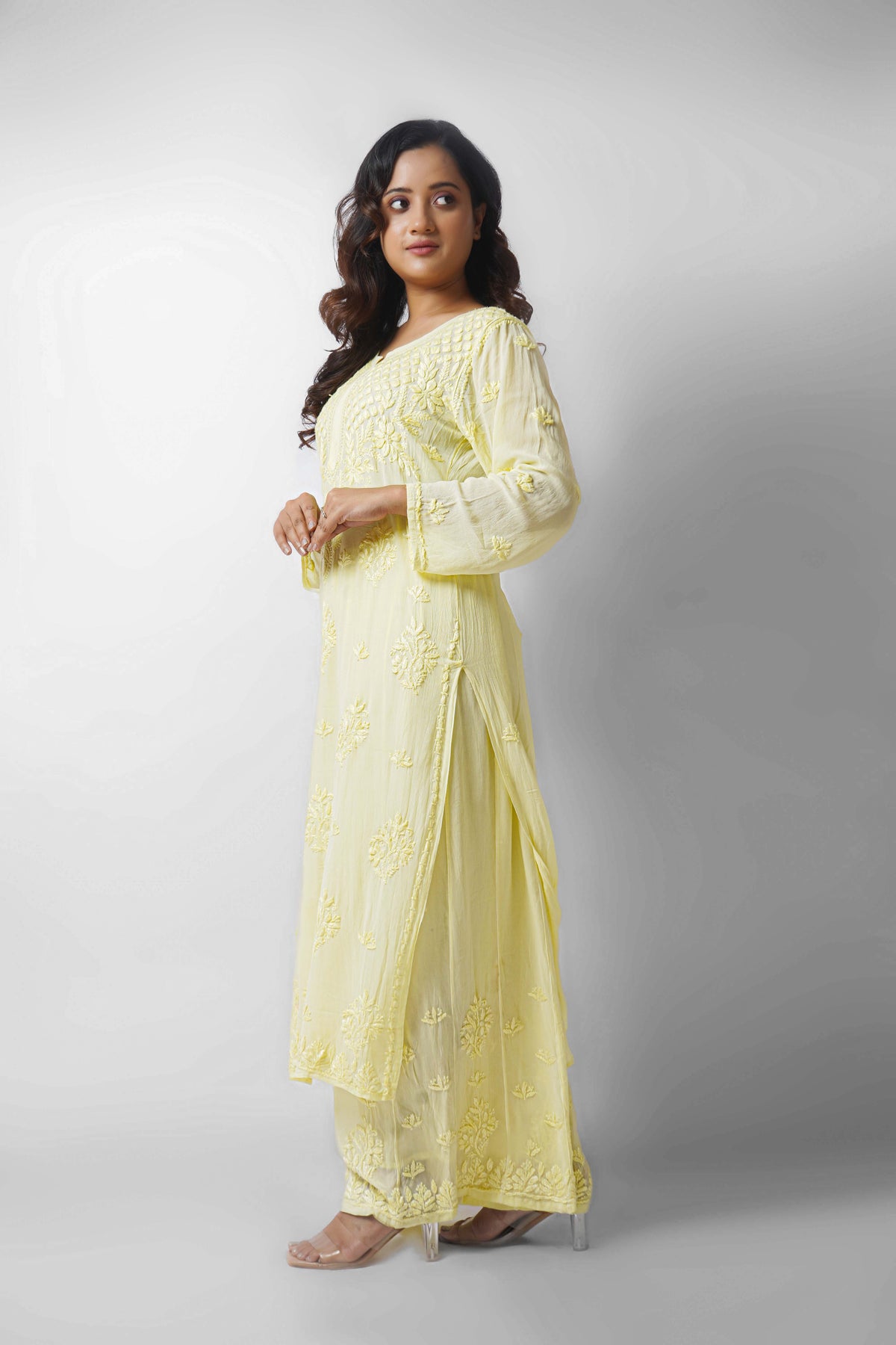 Premium Viscose Chikankari Kurti Palazzo Set