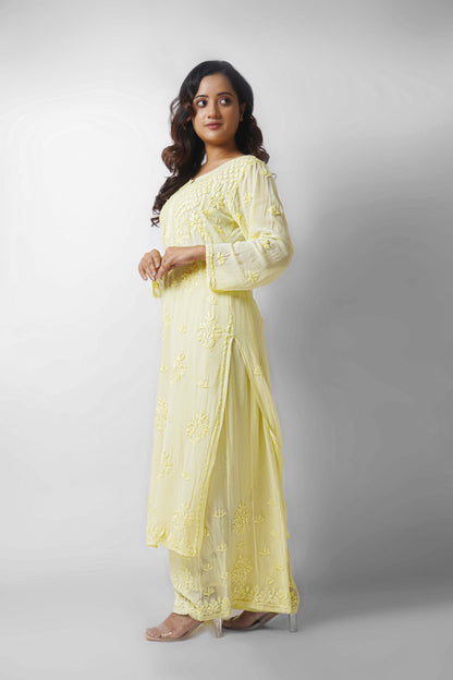Premium Viscose Chikankari Kurti Palazzo Set
