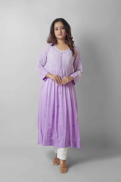 Premium Viscose Chikankari Embroidered Gown – Elegant & Beautiful