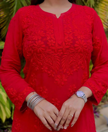 Roohaniyat Ombre Viscose Handwork Kurti & Palazzo Set – Premium Chikankari Elegance