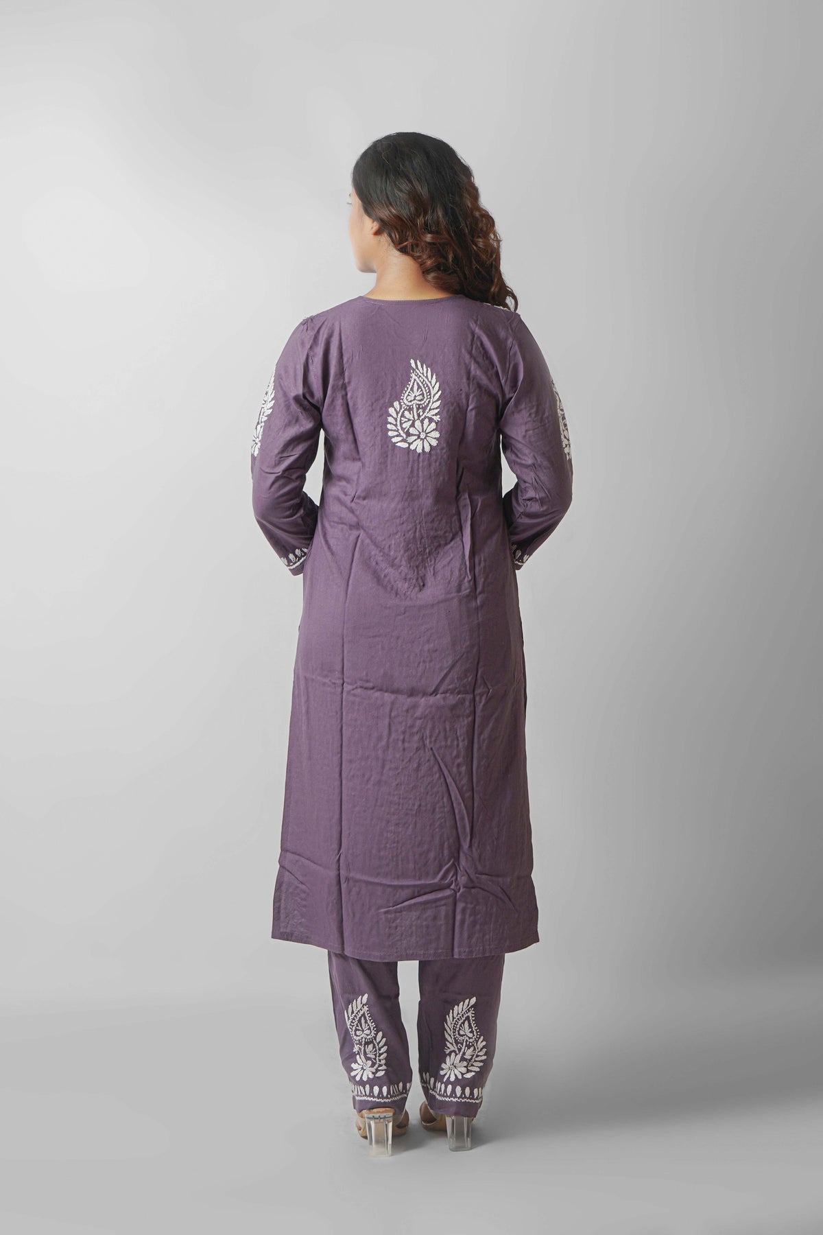 Rayon Fabric V-Neck Chikankari kurti & Pant Set