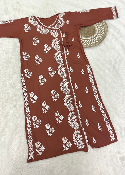 Chikankari Angrakha Kurtis in Soft Rayon | Summer Kurta