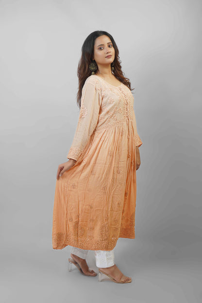 Premium Viscose Chikankari Embroidered Gown – Elegant & Beautiful