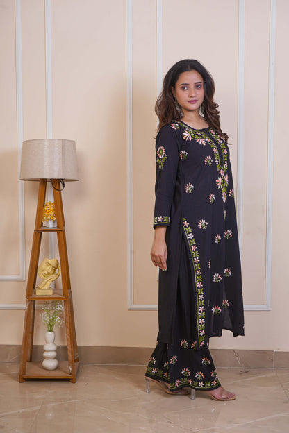 Black Rayon Chikankari Sets