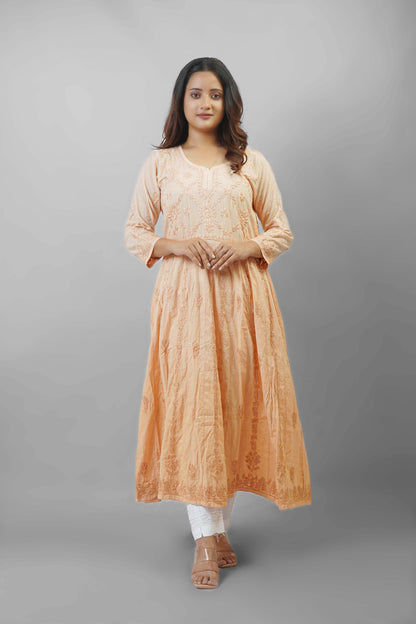 Premium Dobby Cotton Ombre Anarkali Kurti – Elegant Flared Ethnic Wear