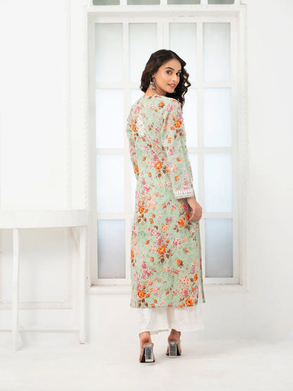 Mul Cotton Chikankari Kurti