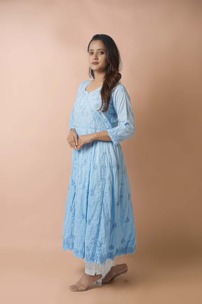 Premium Dobby Cotton Ombre Anarkali Kurti – Elegant Flared Ethnic Wear