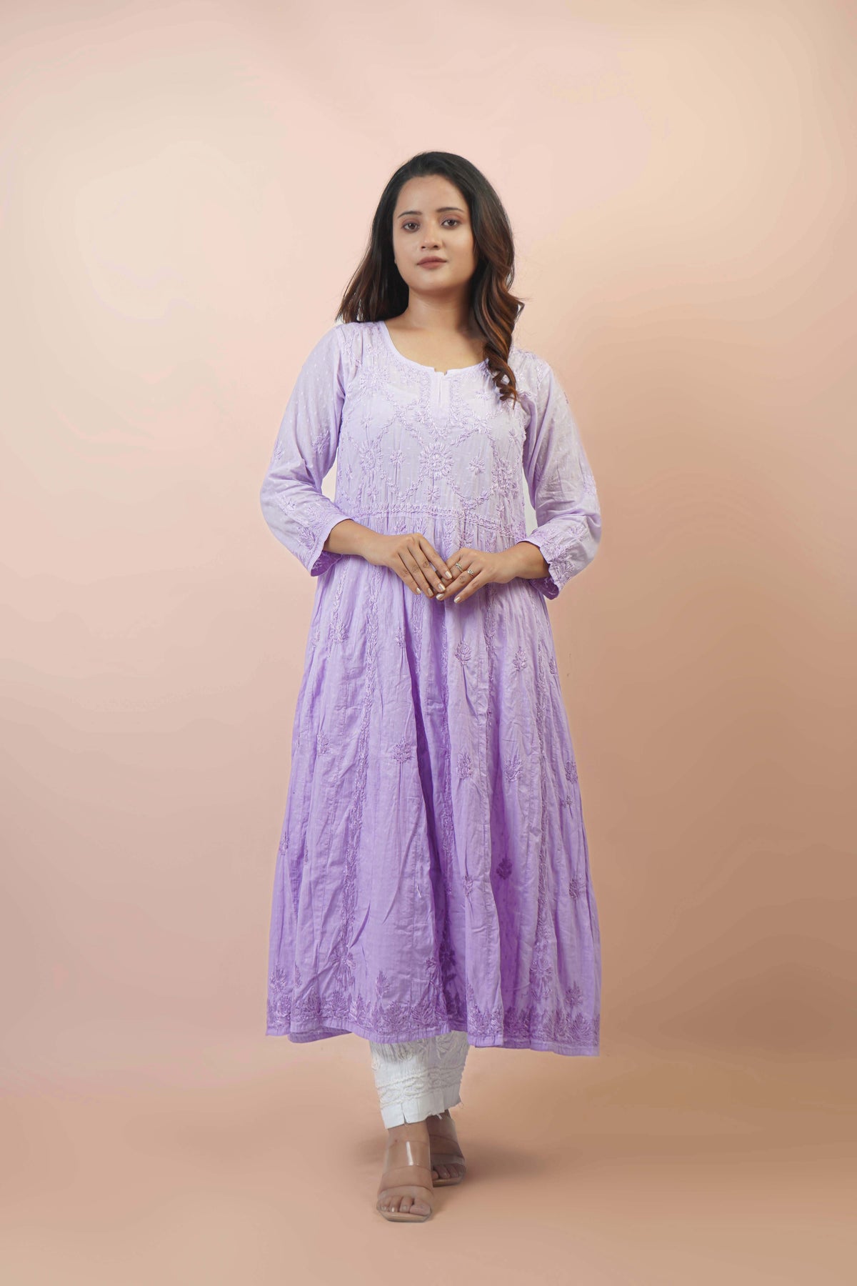 Premium Dobby Cotton Ombre Anarkali Kurti – Elegant Flared Ethnic Wear