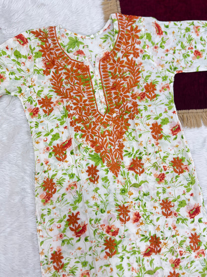 Chikankari Mul Cotton Premium kurti