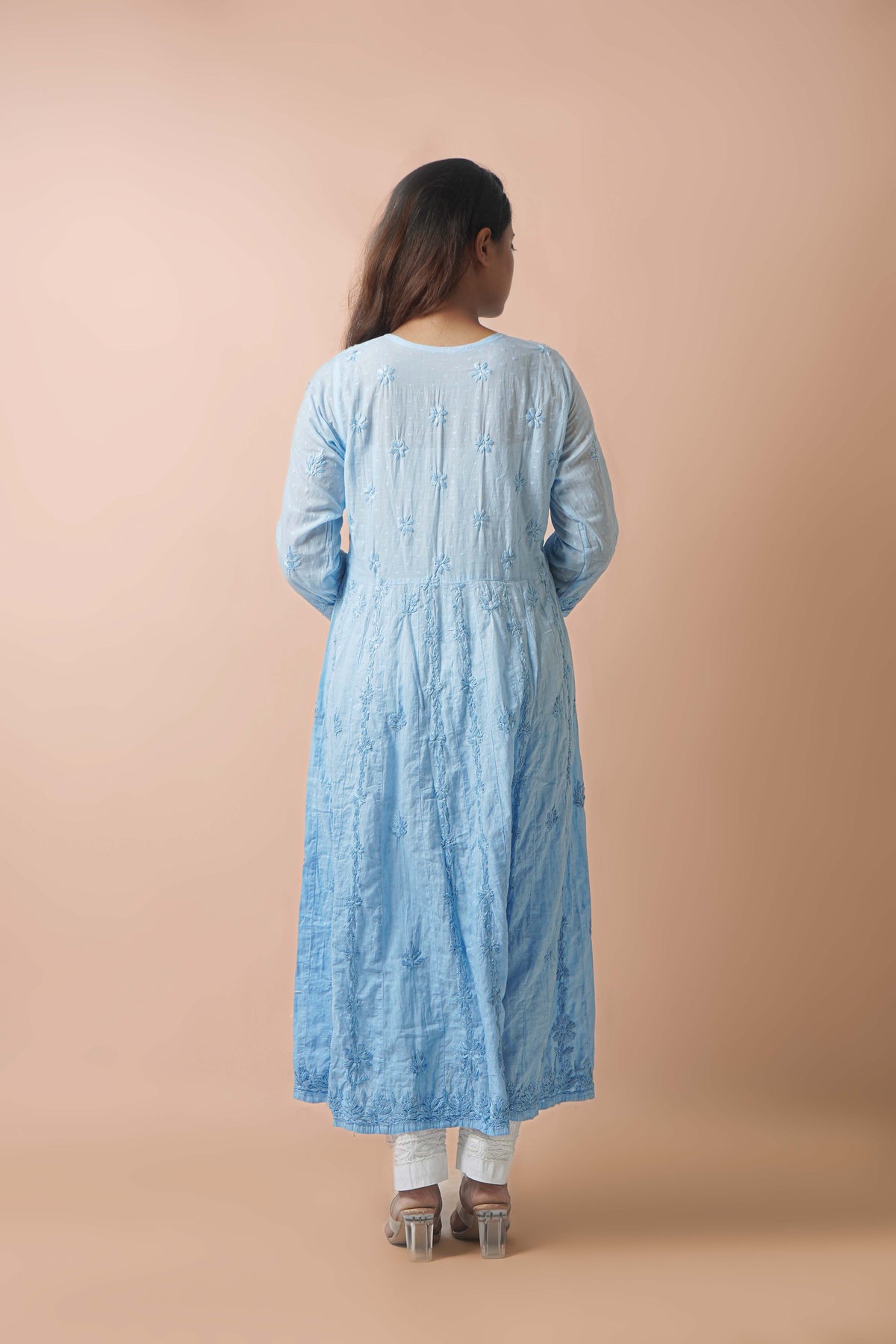 Premium Dobby Cotton Ombre Anarkali Kurti – Elegant Flared Ethnic Wear