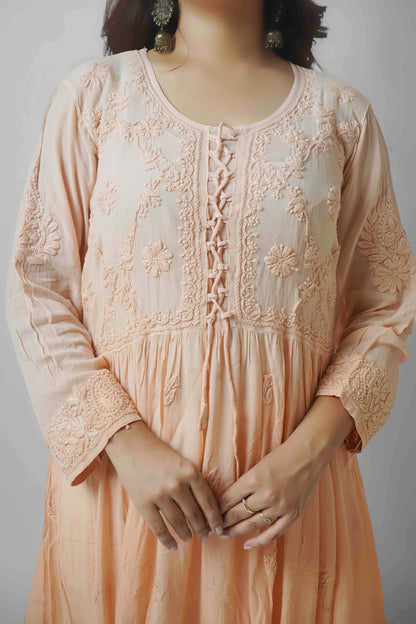 Premium Viscose Chikankari Embroidered Gown – Elegant & Beautiful
