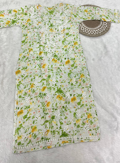 Summer Friendly Mul Cotton Handwork Chikankari Kurti