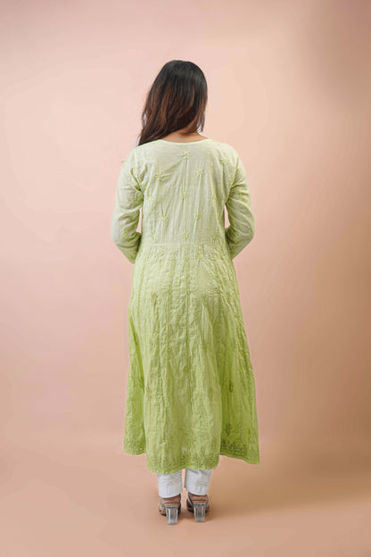 Premium Dobby Cotton Ombre Anarkali Kurti – Elegant Flared Ethnic Wear