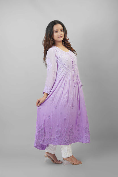 Premium Viscose Chikankari Embroidered Gown – Elegant & Beautiful