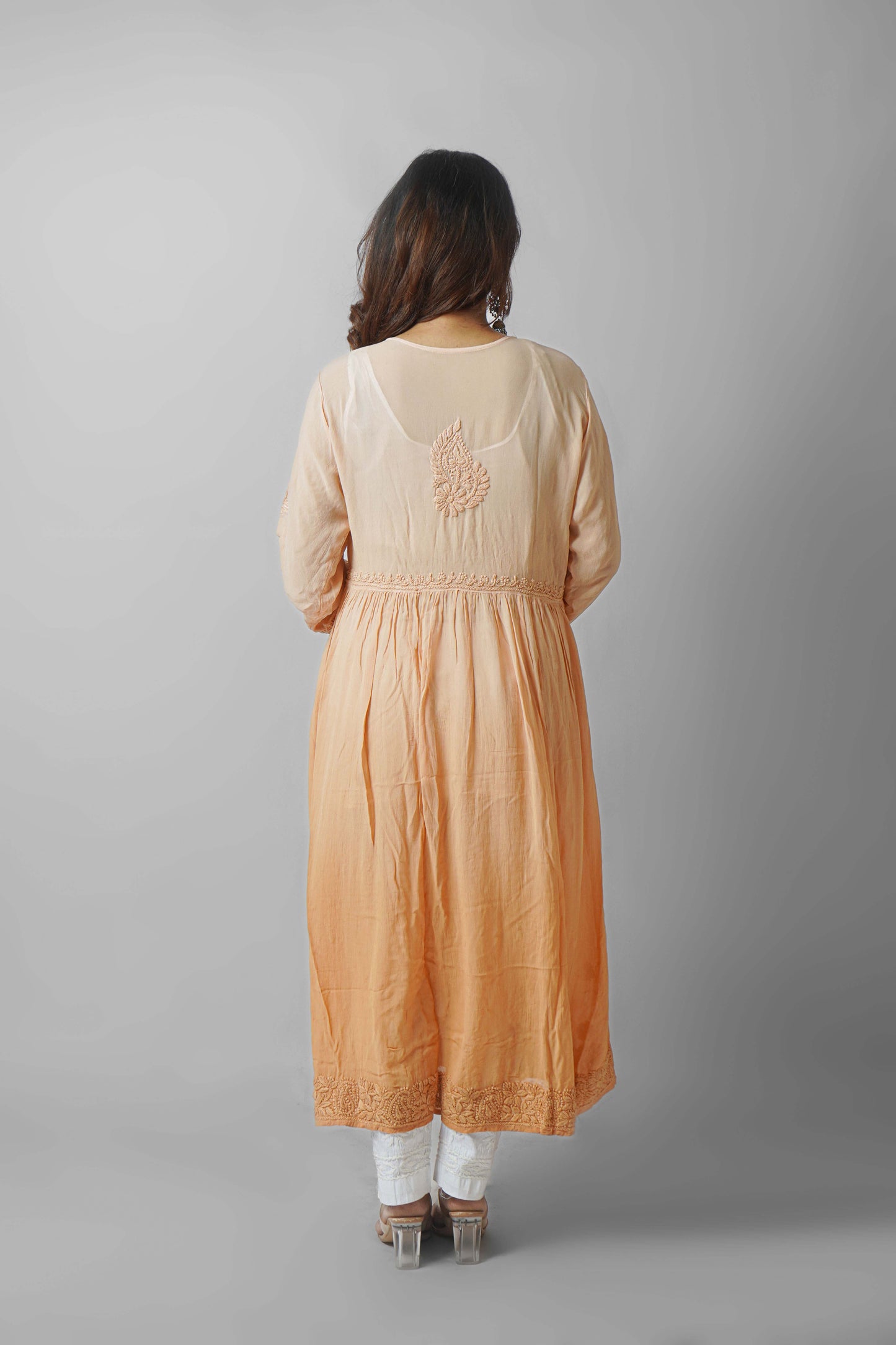 Premium Viscose Chikankari Embroidered Gown – Elegant & Beautiful
