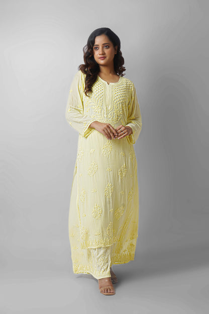 Premium Viscose Chikankari Kurti Palazzo Set