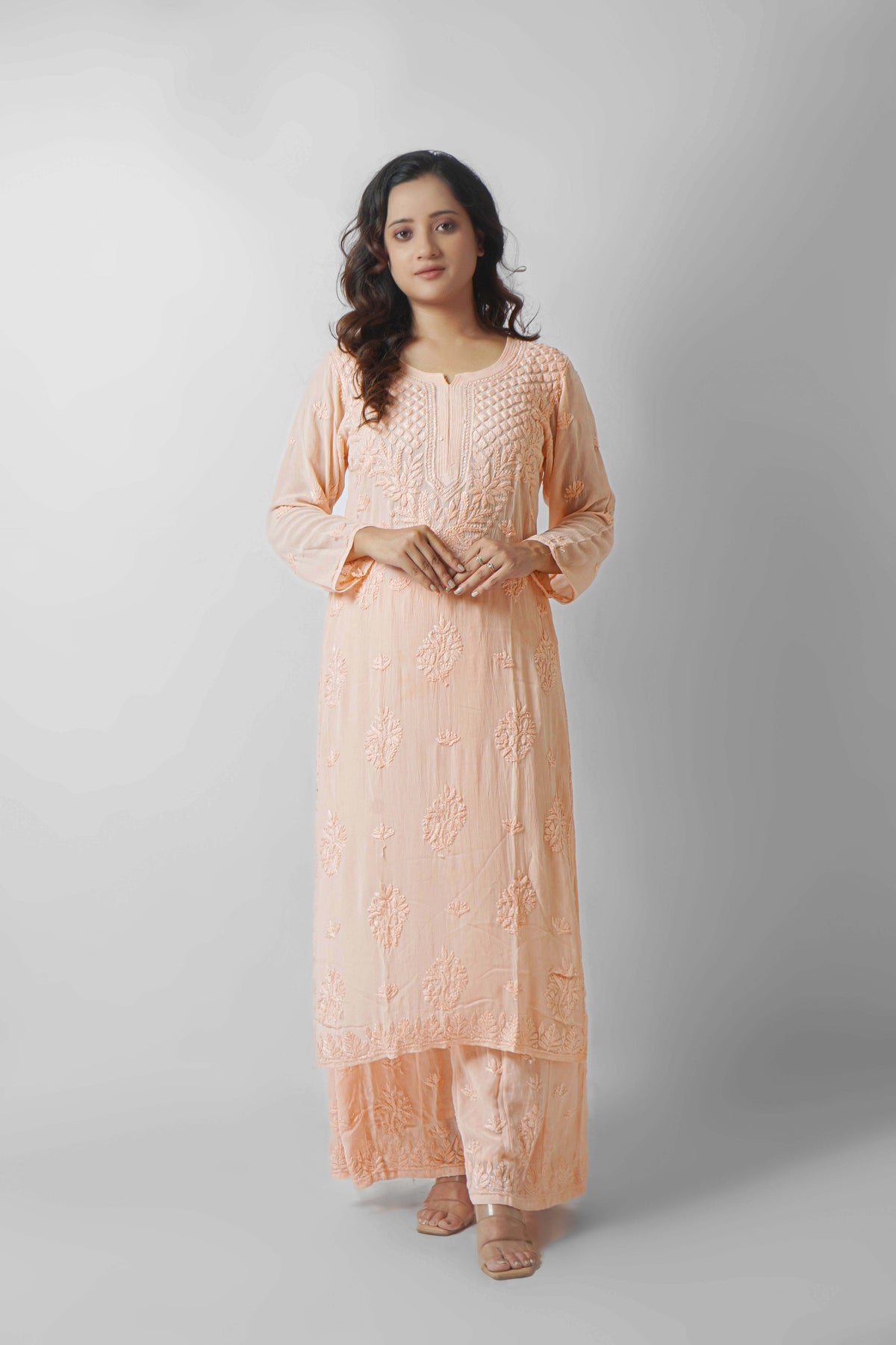 Premium Viscose Chikankari Kurti Palazzo Set