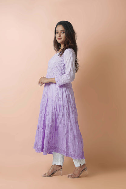 Premium Dobby Cotton Ombre Anarkali Kurti – Elegant Flared Ethnic Wear