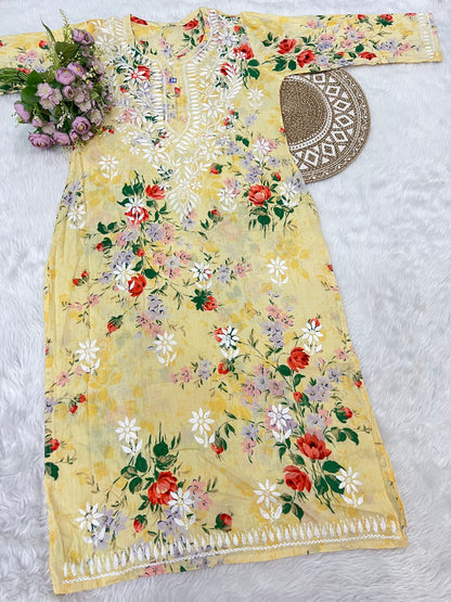 Mul Cotton Chikankari Kurti
