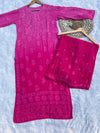 Roohaniyat Ombre Viscose Handwork Kurti & Palazzo Set – Premium Chikankari Elegance