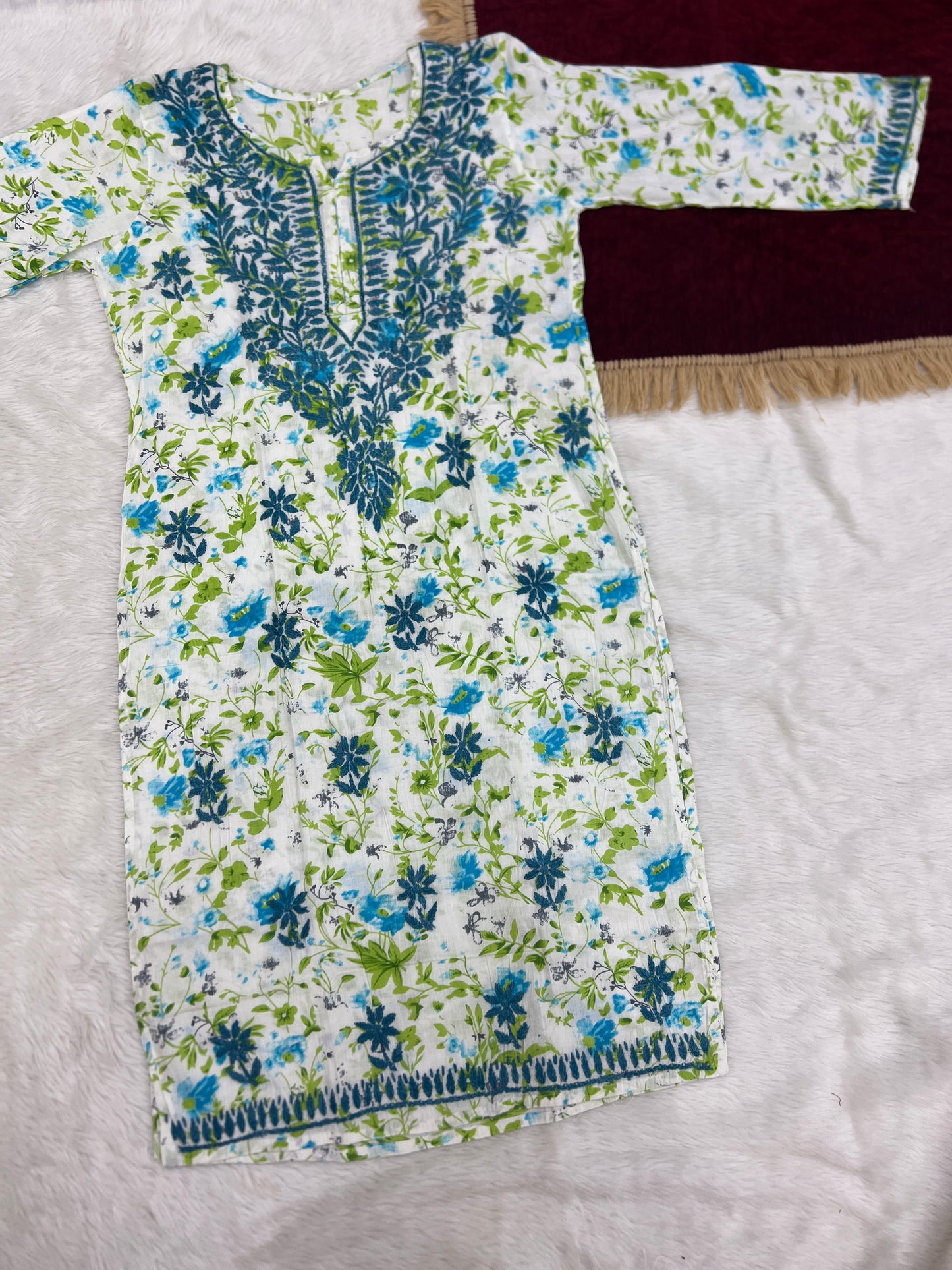 Chikankari Mul Cotton Premium kurti