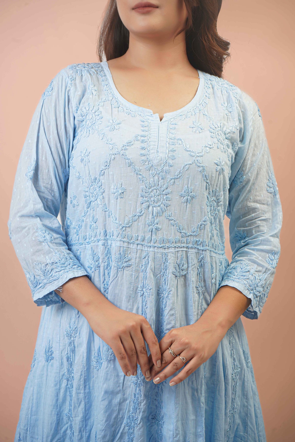 Premium Dobby Cotton Ombre Anarkali Kurti – Elegant Flared Ethnic Wear
