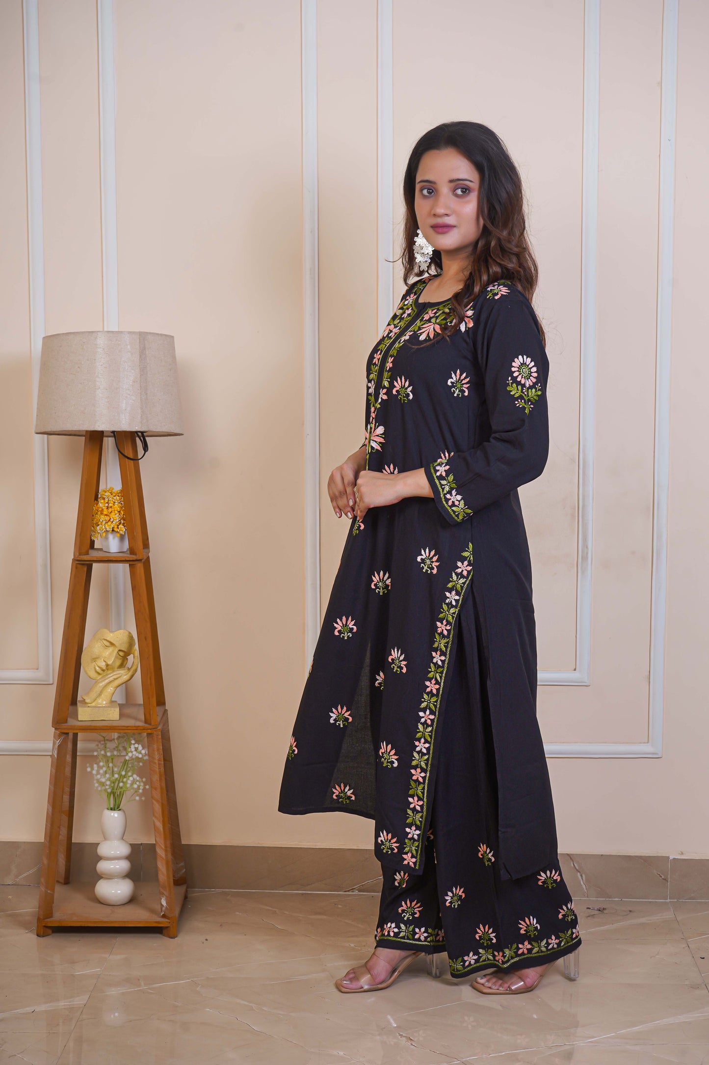 Black Rayon Chikankari Sets