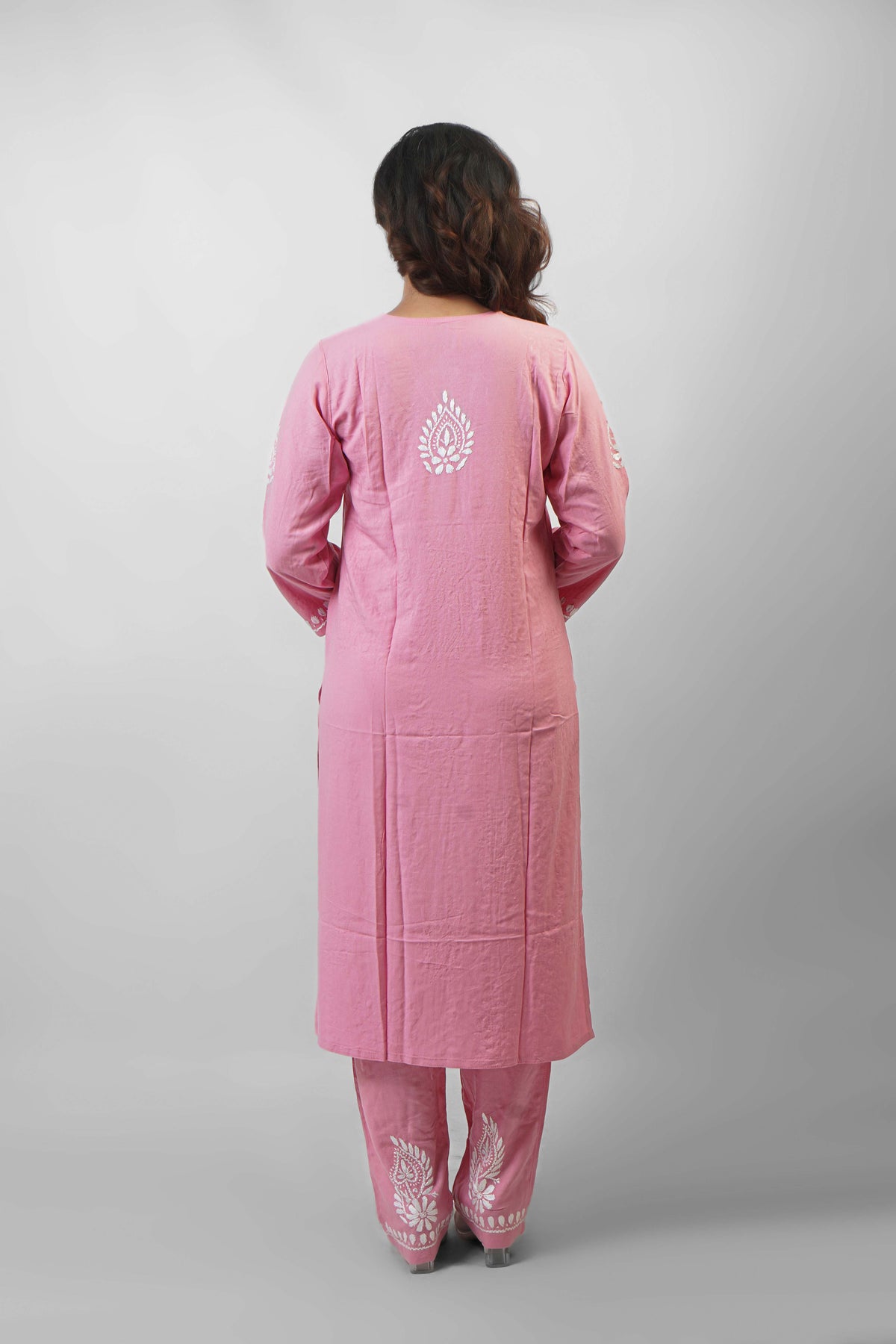 Rayon Fabric V-Neck Chikankari kurti & Pant Set