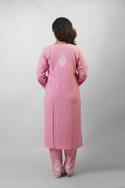 Rayon Fabric V-Neck Chikankari kurti & Pant Set