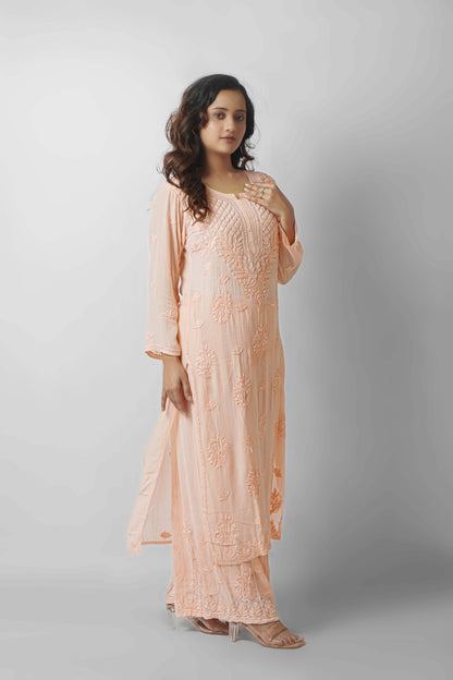Premium Viscose Chikankari Kurti Palazzo Set