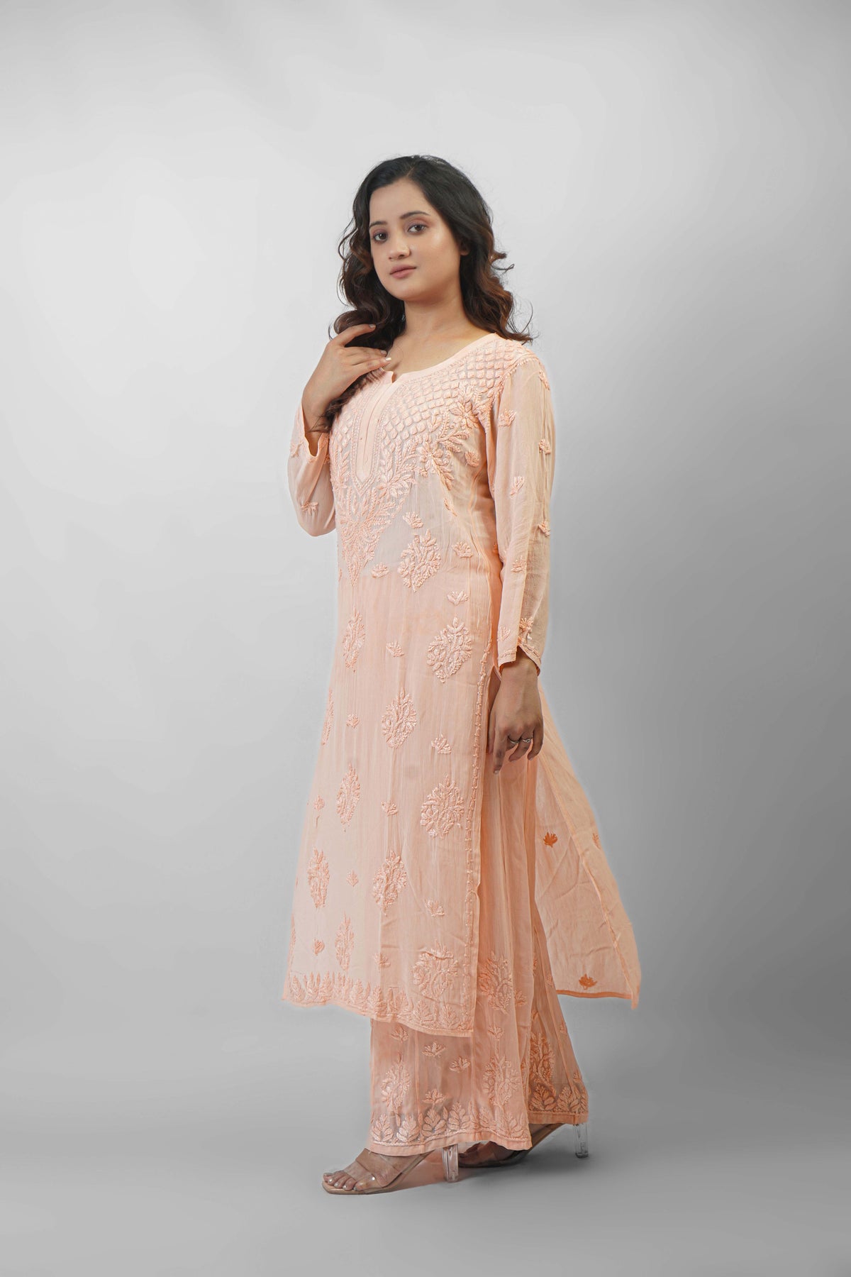 Premium Viscose Chikankari Kurti Palazzo Set