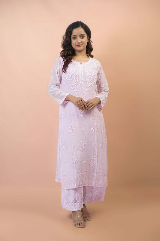 Premium Viscose Chikankari Kurti Palazzo Set