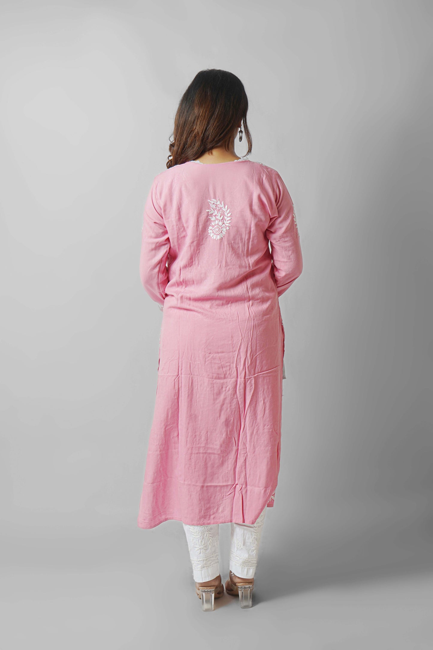 Chikankari Angrakha Pattern Kurta in Soft Rayon Fabric