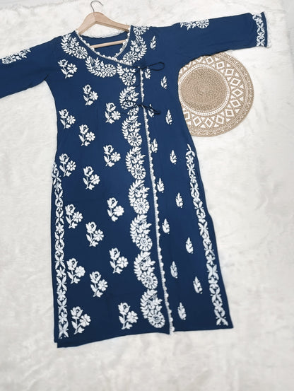 Chikankari Angrakha Kurtis in Soft Rayon | Summer Kurta