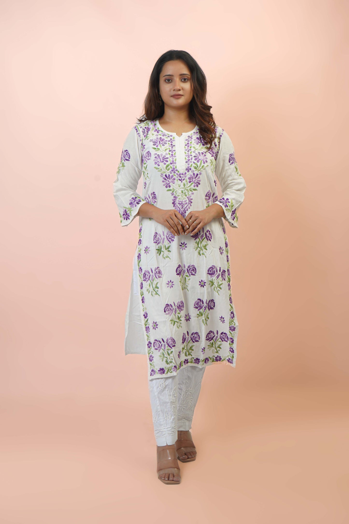 Rayon Fabric Dual Thread Soft Heavy Embroidered kurta