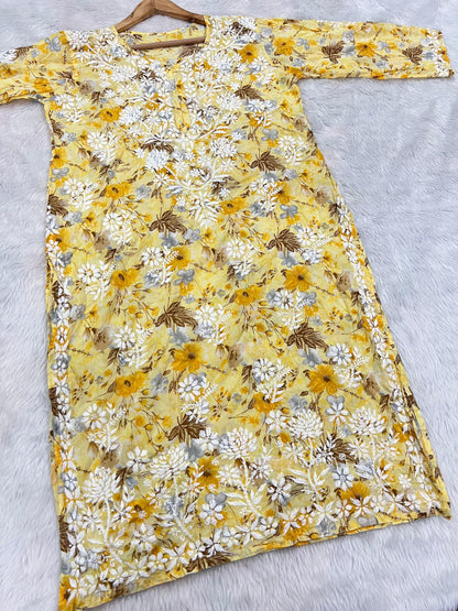 Premium Heavy Hand Embroided Mul Cotton Handwork Kurta