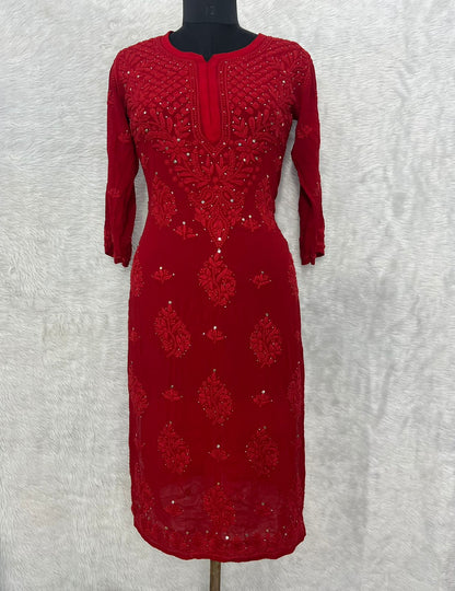 Muqaish Work Viscose Chikankari Kurta – Premium Lucknowi Craftsmanship