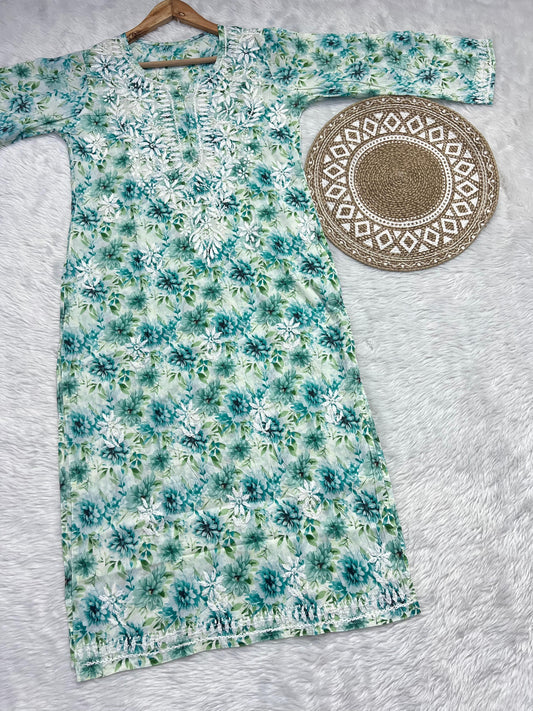 Mul Cotton Handwork Lucknowi Chikankari Kurti