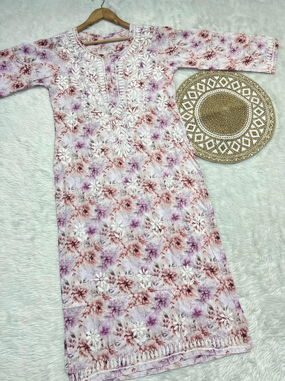 Mul Cotton Handwork Lucknowi Chikankari Kurti
