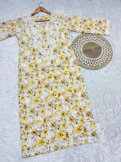 Mul Cotton Handwork Lucknowi Chikankari Kurti