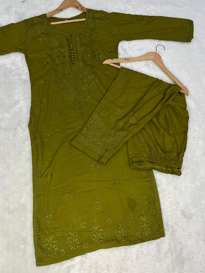 Dobby Cotton Chikankari 3 Pcs Set