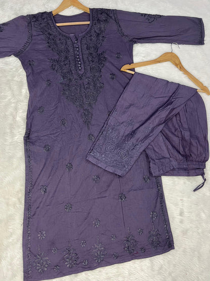 Dobby Cotton Chikankari 3 Pcs Set