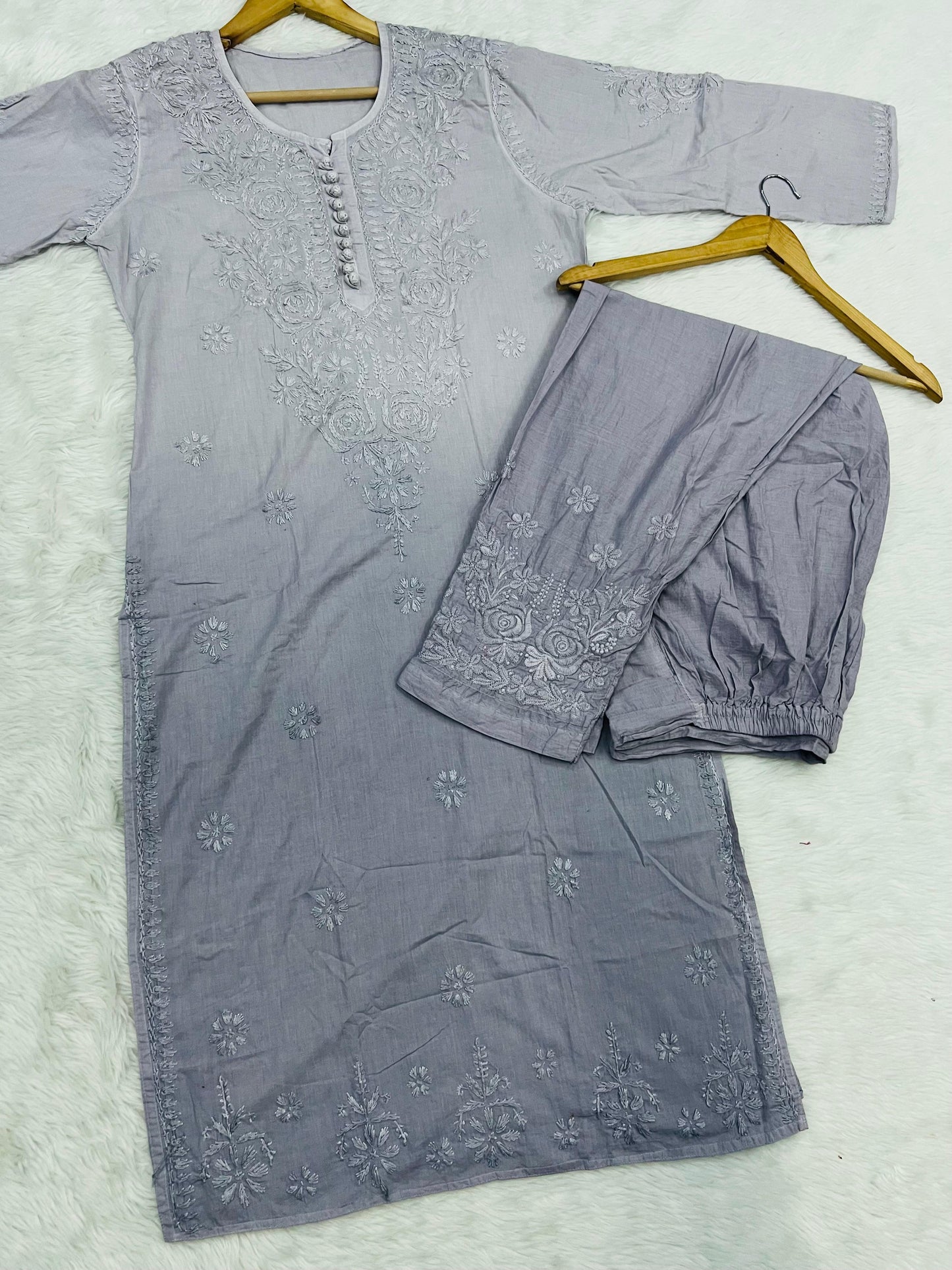 Dobby Cotton Chikankari 3 Pcs Set